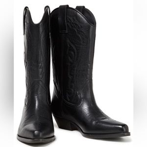 Ba&sh Cruz Leather Embroidered Cowboy Boot EU39
